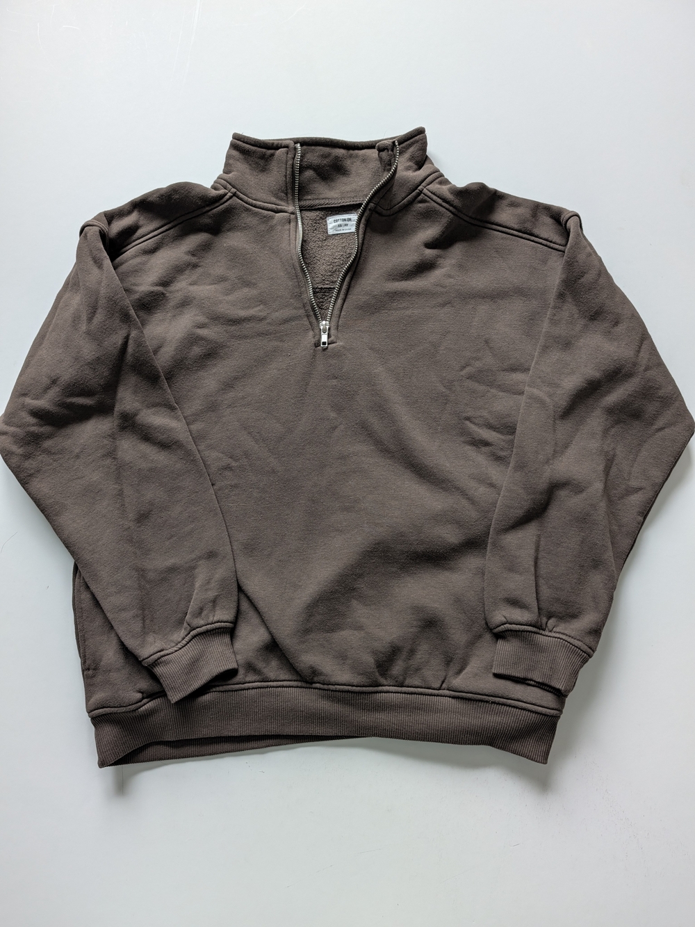 Cotton On Brown Quarter-Zip Fleece Pullover Sweatshirt Women's XS